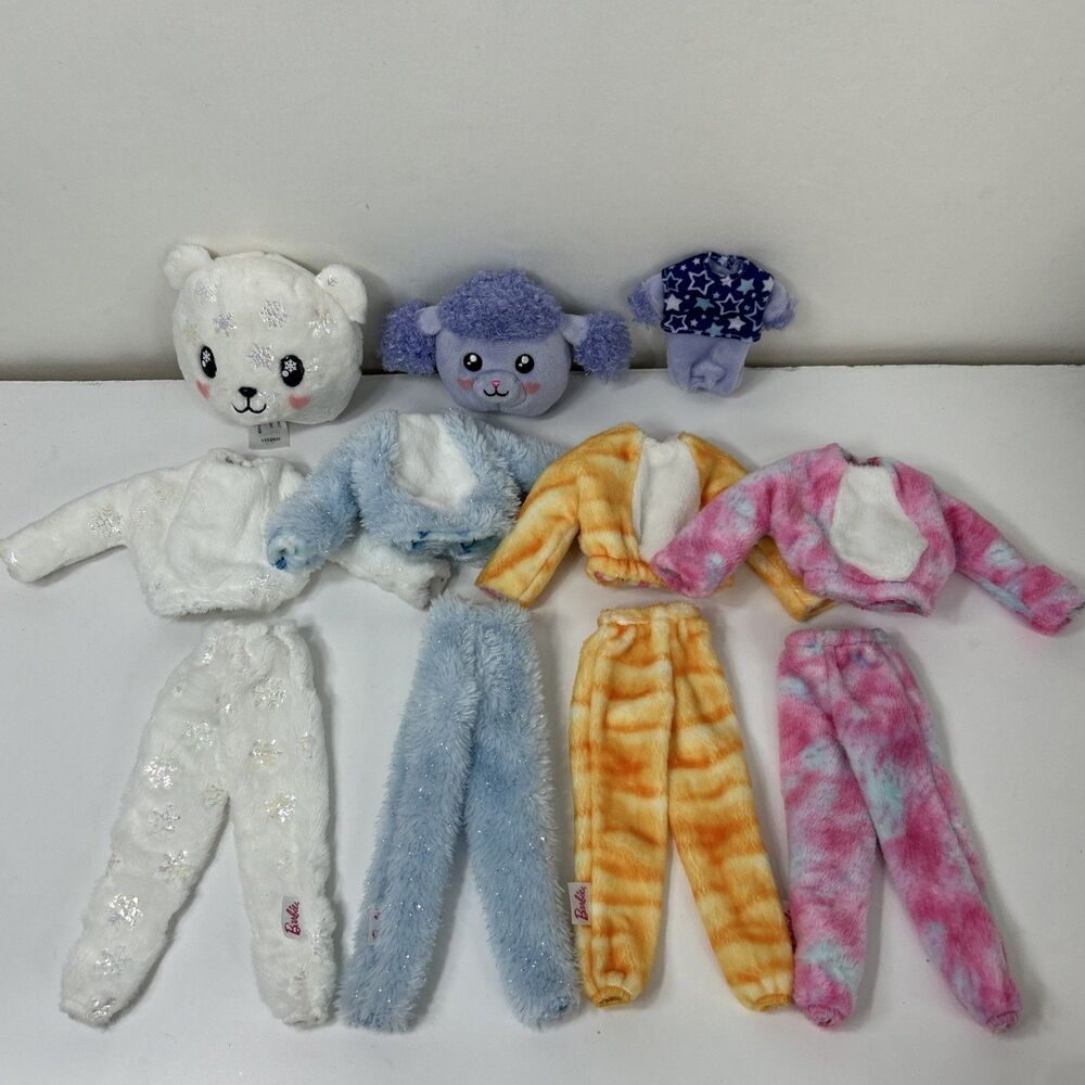 Barbie Chelsea Cutie Reveal Clothes Lot Bear Snowflake Sparkle Husky Tabby Cat
